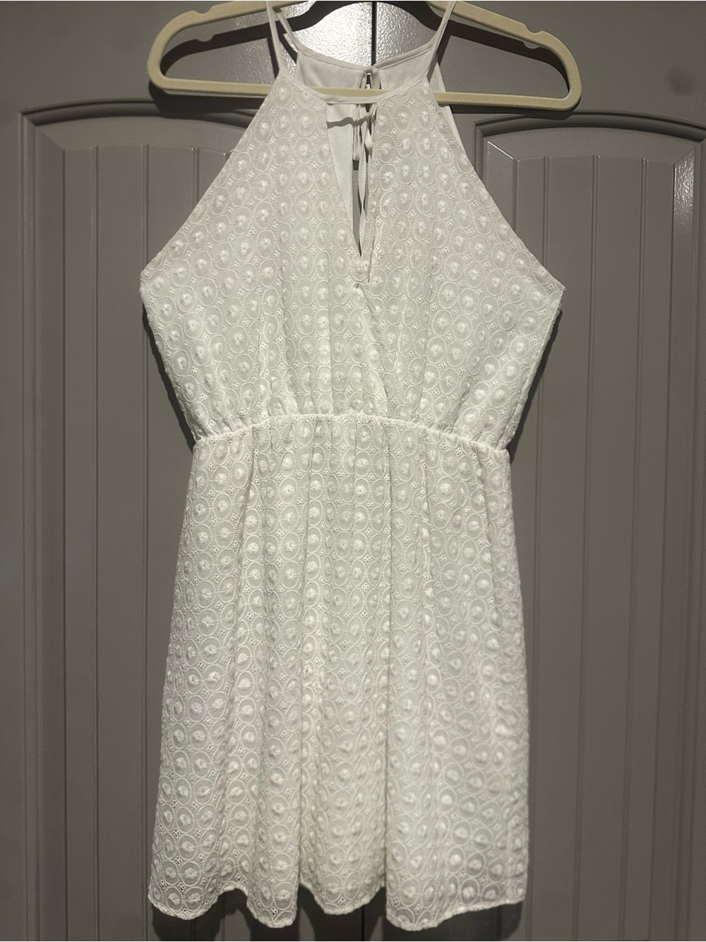 Everly White Eyelet Halter Dress
